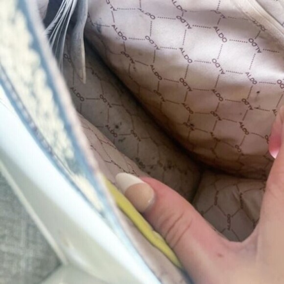 Aldo Women’s Snakeskin Purse Top Handle Cailla Crossbody Bag Gray Lime - Picture 7 of 8